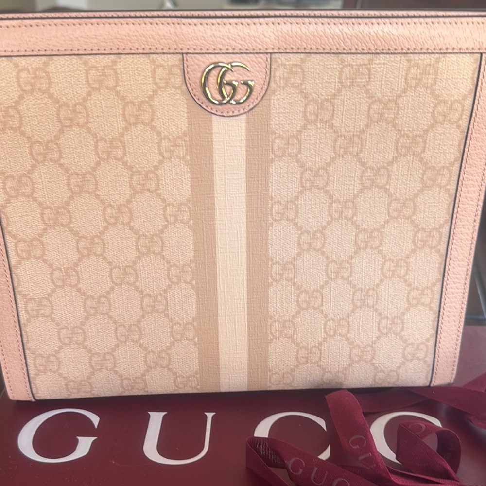 Gucci Pink and Cream Tote with Iconic Monogram